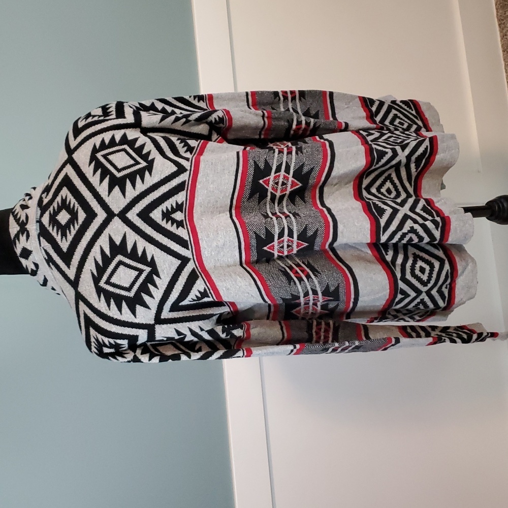 Aztec Print Waterfall Cardigan Small Cotton - Picture 3 of 10